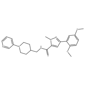 3-(2,5-dimethoxyphenyl)-1-methyl-N-((1-(pyridin-3-yl)piperidin-4-yl)methyl)-1H-pyrazole-5-carboxamide结构式