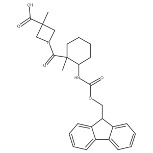 1-[2-({[(9H-fluoren-9-yl)methoxy]carbonyl}amino)-1-methylcyclohexanecarbonyl]-3-methylazetidine-3-carboxylic acid Structure