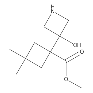 Methyl 1-(3-hydroxyazetidin-3-yl)-3,3-dimethylcyclobutane-1-carboxylate结构式