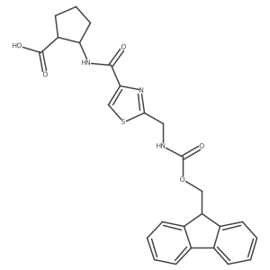 2-{2-[({[(9H-fluoren-9-yl)methoxy]carbonyl}amino)methyl]-1,3-thiazole-4-amido}cyclopentane-1-carboxylic acid结构式