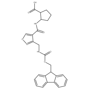 rac-(1R,2S)-2-{3-[({[(9H-fluoren-9-yl)methoxy]carbonyl}amino)methyl]-1,2-oxazole-4-amido}cyclopentane-1-carboxylic acid结构式