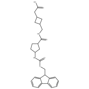 rac-2-[3-({[(1R,3S)-3-({[(9H-fluoren-9-yl)methoxy]carbonyl}amino)cyclopentyl]formamido}methyl)cyclobutyl]acetic acid结构式