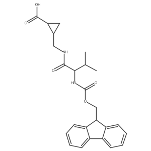 rac-(1R,2S)-2-{[2-({[(9H-fluoren-9-yl)methoxy]carbonyl}amino)-3-methylbutanamido]methyl}cyclopropane-1-carboxylic acid Structure