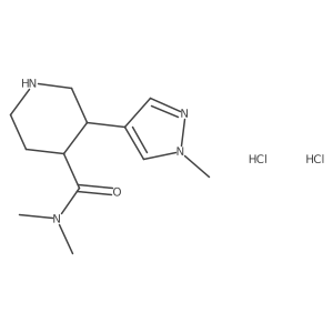 (3S,4R)-N,N-dimethyl-3-(1-methylpyrazol-4-yl)piperidine-4-carboxamide;dihydrochloride结构式