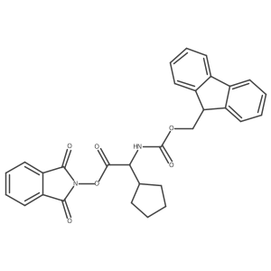 1,3-dioxo-2,3-dihydro-1H-isoindol-2-yl (2S)-2-cyclopentyl-2-({[(9H-fluoren-9-yl)methoxy]carbonyl}amino)acetate Structure