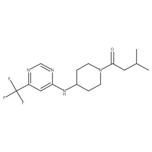 3-Methyl-1-(4-{[6-(trifluoromethyl)pyrimidin-4-yl]amino}piperidin-1-yl)butan-1-one结构式