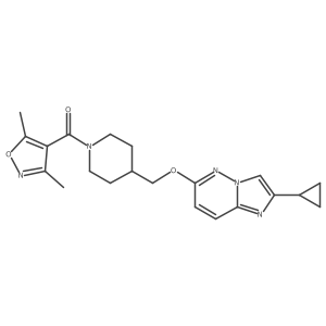 4-[({2-Cyclopropylimidazo[1,2-b]pyridazin-6-yl}oxy)methyl]-1-(3,5-dimethyl-1,2-oxazole-4-carbonyl)piperidine结构式