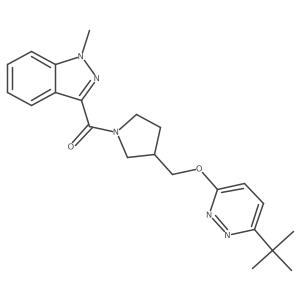 3-(3-{[(6-tert-butylpyridazin-3-yl)oxy]methyl}pyrrolidine-1-carbonyl)-1-methyl-1H-indazole结构式