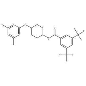 N-{4-[(4,6-dimethylpyrimidin-2-yl)oxy]cyclohexyl}-3,5-bis(trifluoromethyl)benzamide结构式