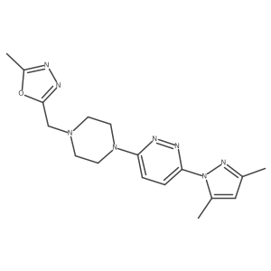 3-(3,5-dimethyl-1H-pyrazol-1-yl)-6-{4-[(5-methyl-1,3,4-oxadiazol-2-yl)methyl]piperazin-1-yl}pyridazine结构式