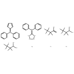 Cyclopenta-2,4-dien-1-ylidene(diphenyl)-lambda5-phosphane;cyclopentylidene(diphenyl)-lambda5-phosphane;iron;palladium;2,2,3,3,3-pentafluoropropane-1,1-diol;2,2,3,3,3-pentafluoropropanoic acid;silver结构式