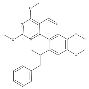 2,4-Dimethoxy-6-(4,5-dimethoxy-2-(1-phenylpropan-2-yl)phenyl)pyrimidine-5-carbaldehyde结构式