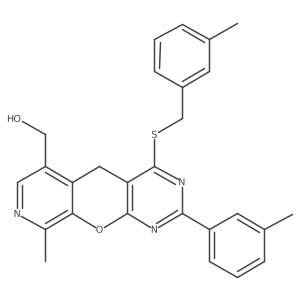 [14-Methyl-5-(3-methylphenyl)-7-{[(3-methylphenyl)methyl]sulfanyl}-2-oxa-4,6,13-triazatricyclo[8.4.0.0^{3,8}]tetradeca-1(10),3(8),4,6,11,13-hexaen-11-yl]methanol Structure