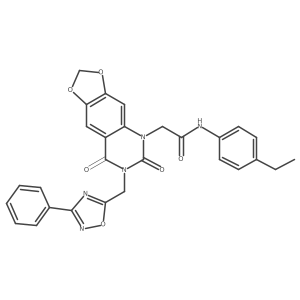 2-(6,8-dioxo-7-((3-phenyl-1,2,4-oxadiazol-5-yl)methyl)-7,8-dihydro-[1,3]dioxolo[4,5-g]quinazolin-5(6H)-yl)-N-(4-ethylphenyl)acetamide结构式