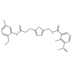 N-((5-((2-((5-chloro-2-methoxyphenyl)amino)-2-oxoethyl)thio)-1,3,4-oxadiazol-2-yl)methyl)-2-methyl-3-nitrobenzamide Structure