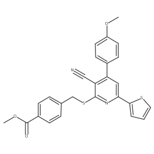 Methyl 4-({[3-cyano-4-(4-methoxyphenyl)-6-(thiophen-2-YL)pyridin-2-YL]sulfanyl}methyl)benzoate结构式