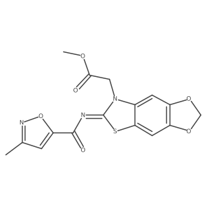 (E)-methyl 2-(6-((3-methylisoxazole-5-carbonyl)imino)-[1,3]dioxolo[4',5':4,5]benzo[1,2-d]thiazol-7(6H)-yl)acetate Structure