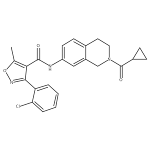3-(2-chlorophenyl)-N-(2-(cyclopropanecarbonyl)-1,2,3,4-tetrahydroisoquinolin-7-yl)-5-methylisoxazole-4-carboxamide结构式