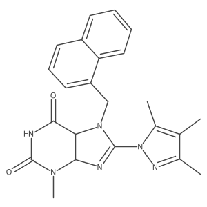 3-Methyl-7-(naphthalen-1-ylmethyl)-8-(3,4,5-trimethylpyrazol-1-yl)-4,5-dihydropurine-2,6-dione Structure