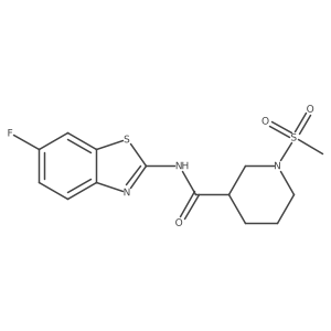 N-(6-fluorobenzo[d]thiazol-2-yl)-1-(methylsulfonyl)piperidine-3-carboxamide结构式