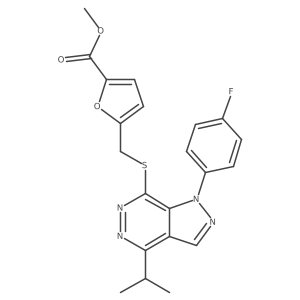 methyl 5-(((1-(4-fluorophenyl)-4-isopropyl-1H-pyrazolo[3,4-d]pyridazin-7-yl)thio)methyl)furan-2-carboxylate Structure