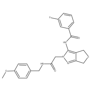 COc1ccc(CNC(=O)Cn2nc3c(c2NC(=O)c2cccc(F)c2)CSC3)cc1结构式