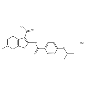 2-(4-Isopropoxybenzamido)-6-methyl-4,5,6,7-tetrahydrothieno[2,3-c]pyridine-3-carboxamide hydrochloride结构式