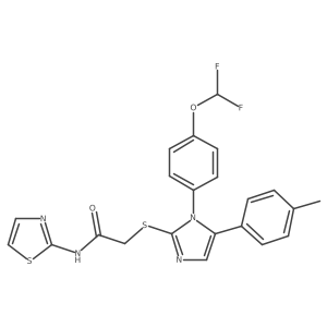 2-((1-(4-(difluoromethoxy)phenyl)-5-(p-tolyl)-1H-imidazol-2-yl)thio)-N-(thiazol-2-yl)acetamide Structure