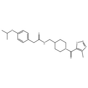 2-(4-(isopropylthio)phenyl)-N-((1-(4-methyl-1,2,3-thiadiazole-5-carbonyl)piperidin-4-yl)methyl)acetamide Structure