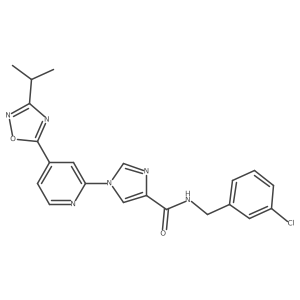 N~4~-(3-chlorobenzyl)-1-[4-(3-isopropyl-1,2,4-oxadiazol-5-yl)-2-pyridyl]-1H-imidazole-4-carboxamide结构式