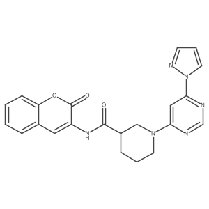 1-(6-(1H-pyrazol-1-yl)pyrimidin-4-yl)-N-(2-oxo-2H-chromen-3-yl)piperidine-3-carboxamide Structure