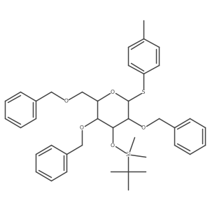 beta-D-Glucopyranoside, 4-methylphenyl 3-O-[(1,1-dimethylethyl)dimethylsilyl]-2,4,6-tris-O-(phenylmethyl)-1-thio- Structure