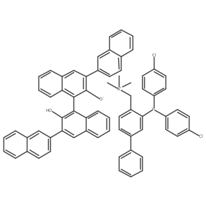 1-(3-(Bis(4-chlorophenyl)phosphino)-[1,1'-biphenyl]-4-yl)-N,N,N-trimethylmethanaminium (R)-3'-hydroxy-[2,2':4',1'':3'',2'''-quaternaphthalen]-2''-olate结构式