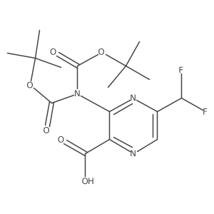 3-(di-tert-Butoxycarbonyl-amino)-5-difluoromethyl-pyrazine-2-carboxylic acid结构式