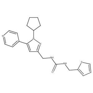 1-((1-cyclopentyl-5-(pyridin-4-yl)-1H-pyrazol-3-yl)methyl)-3-(thiophen-2-ylmethyl)urea Structure