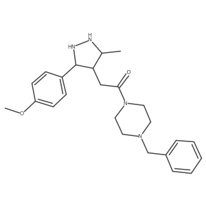 1-(4-Benzylpiperazin-1-yl)-2-[3-(4-methoxyphenyl)-5-methylpyrazolidin-4-yl]ethanone结构式