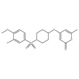 4-((1-((3-fluoro-4-methoxyphenyl)sulfonyl)piperidin-4-yl)oxy)-6-methyl-2H-pyran-2-one结构式