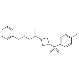 2-(Benzylthio)-1-(3-((4-fluorophenyl)sulfonyl)azetidin-1-yl)ethanone结构式