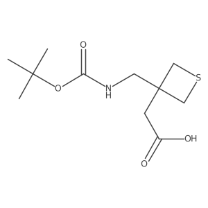 2-(3-(((tert-Butoxycarbonyl)amino)methyl)thietan-3-yl)acetic acid Structure