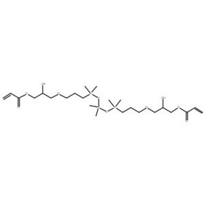 Poly[oxy(dimethylsilylene)], I+/--[[3-[2-hydroxy-3-[(1-oxo-2-propen-1-yl)oxy]propoxy]propyl]dimethylsilyl]-I-[[[3-[2-hydroxy-3-[(1-oxo-2-propen-1-yl)oxy]propoxy]propyl]dimethylsilyl]oxy]-结构式