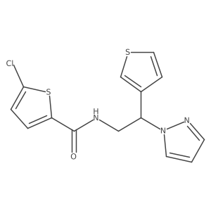 N-(2-(1H-pyrazol-1-yl)-2-(thiophen-3-yl)ethyl)-5-chlorothiophene-2-carboxamide结构式
