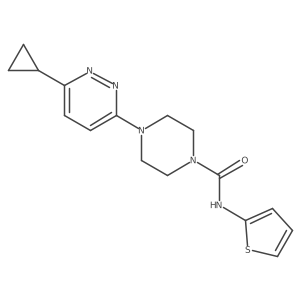 4-(6-cyclopropylpyridazin-3-yl)-N-(thiophen-2-yl)piperazine-1-carboxamide结构式