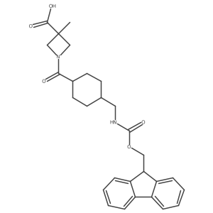 1-{4-[({[(9H-fluoren-9-yl)methoxy]carbonyl}amino)methyl]cyclohexanecarbonyl}-3-methylazetidine-3-carboxylic acid Structure
