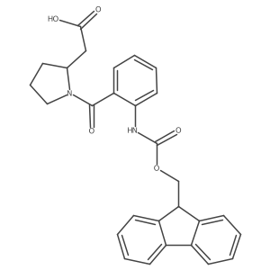 2-[(2S)-1-[2-({[(9H-fluoren-9-yl)methoxy]carbonyl}amino)benzoyl]pyrrolidin-2-yl]acetic acid Structure