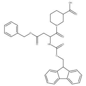 1-[(2S)-4-(benzyloxy)-2-({[(9H-fluoren-9-yl)methoxy]carbonyl}amino)-4-oxobutanoyl]piperidine-3-carboxylic acid Structure