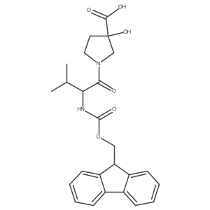 1-[(2R)-2-({[(9H-fluoren-9-yl)methoxy]carbonyl}amino)-3-methylbutanoyl]-3-hydroxypyrrolidine-3-carboxylic acid结构式