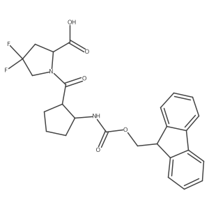 (2S)-1-[2-({[(9H-fluoren-9-yl)methoxy]carbonyl}amino)cyclopentanecarbonyl]-4,4-difluoropyrrolidine-2-carboxylic acid结构式