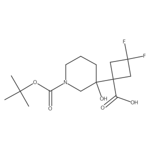 1-{1-[(Tert-butoxy)carbonyl]-3-hydroxypiperidin-3-yl}-3,3-difluorocyclobutane-1-carboxylic acid结构式