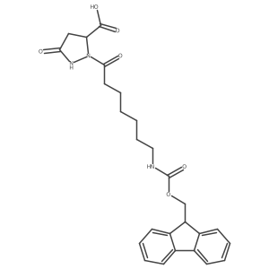 2-[7-({[(9H-fluoren-9-yl)methoxy]carbonyl}amino)heptanoyl]-5-oxopyrazolidine-3-carboxylic acid结构式