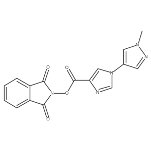 1,3-dioxo-2,3-dihydro-1H-isoindol-2-yl 1-(1-methyl-1H-pyrazol-4-yl)-1H-imidazole-4-carboxylate结构式
